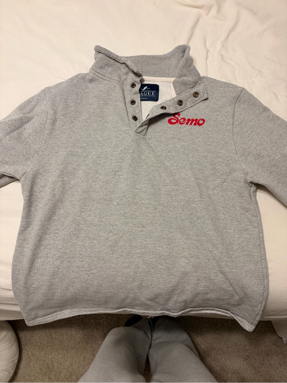 League Gray Pullover with Red Accent